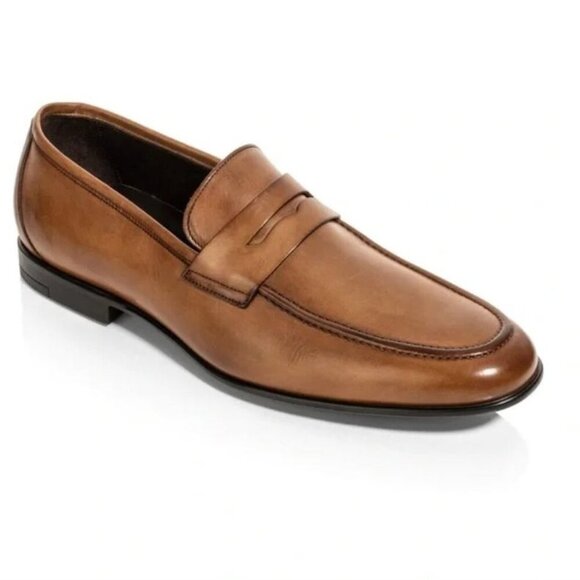 To Boot New York Adam Derrick Tan Leather Penny Loafers Men\'s Size 9.5 NEW [jb]